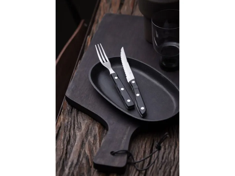 Bestik<Gense Steakbestik/grillbestik Old Farmer black 8 dele Sort/Stål