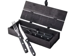 Bestik<Gense Steakbestik/grillbestik Old Farmer black 4 dele Sort/Stål