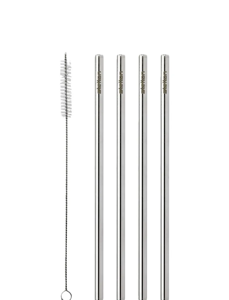 Bar & Vin<Stelton genanvendelige sugerør 4 Stk steel