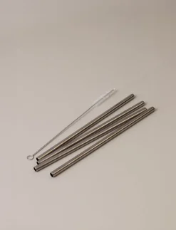 Bar & Vin<Stelton genanvendelige sugerør 4 Stk steel