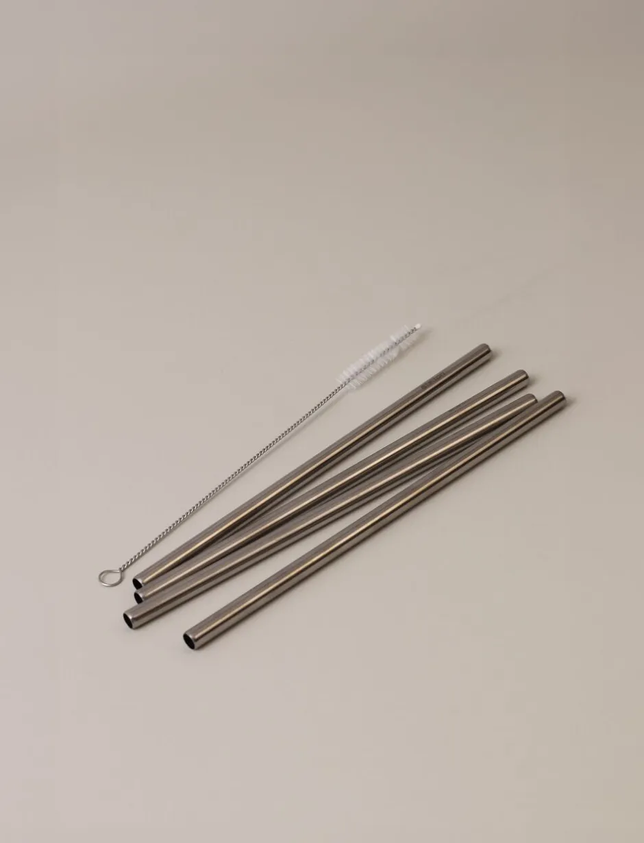 Bar & Vin<Stelton genanvendelige sugerør 4 Stk steel