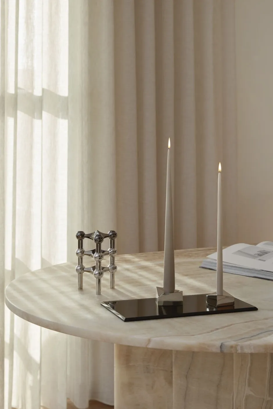 Lys & Lysestager<STOFF Nagel reflect candle holder, small - chrome/krom