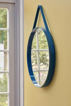 Spejle<Hay Strap Mirror No 2, Ø70 Blue