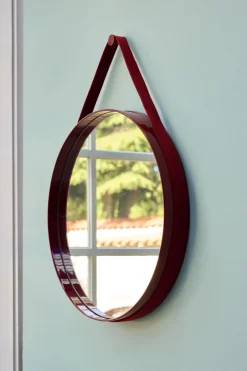 Spejle<Hay Strap Mirror No 2, Ø50 Red