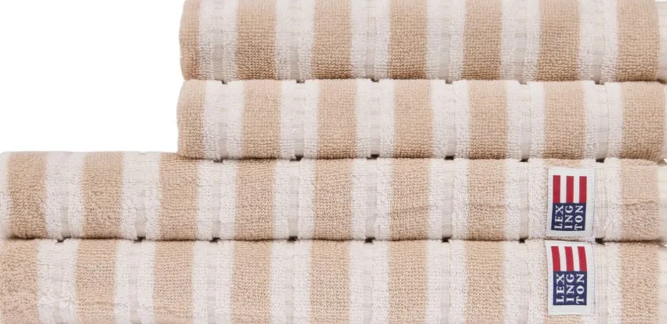 Håndklæder<Lexington Striped Terry Towel Lt beige/off white