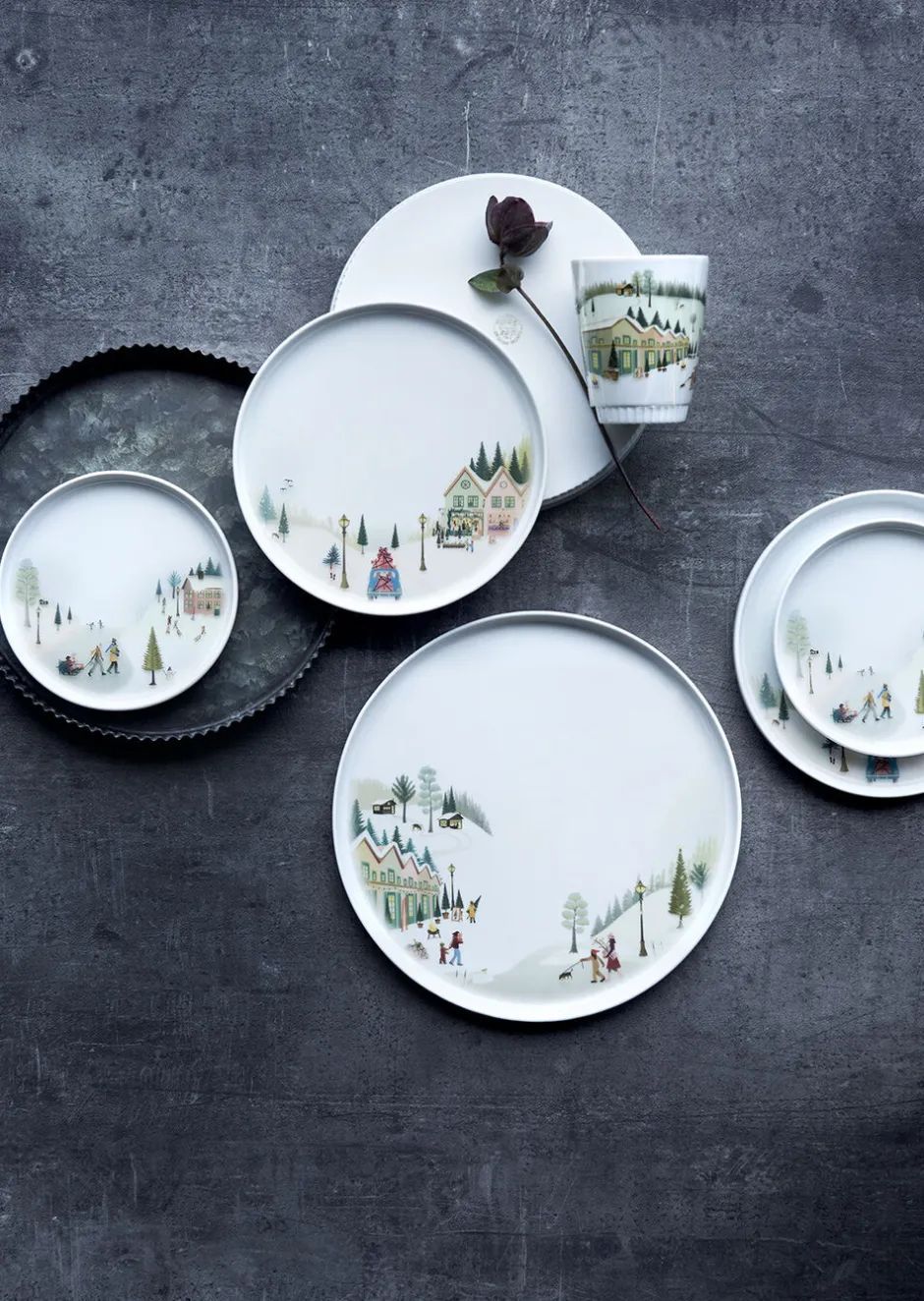 Tallerkener<Pillivuyt Tallerken flad lige kant Vinter 20 cm Hvid Ovnfast porcelæn