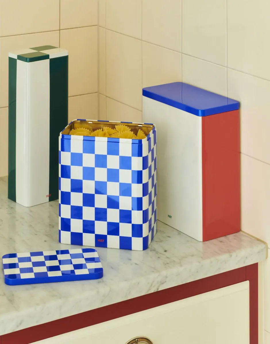 Opbevaring<Hay Tin Container-Large-Blue and off-wh