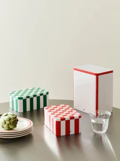 Opbevaring<Hay Tin Container-Small-Red and off-whi