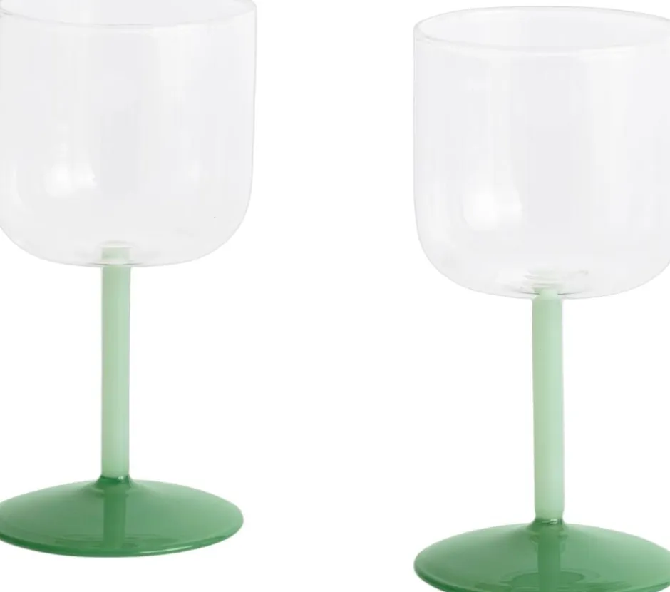 Glas<Hay Tint Wine Glass-Set of 2-Clear, jade light green and jade dark green
