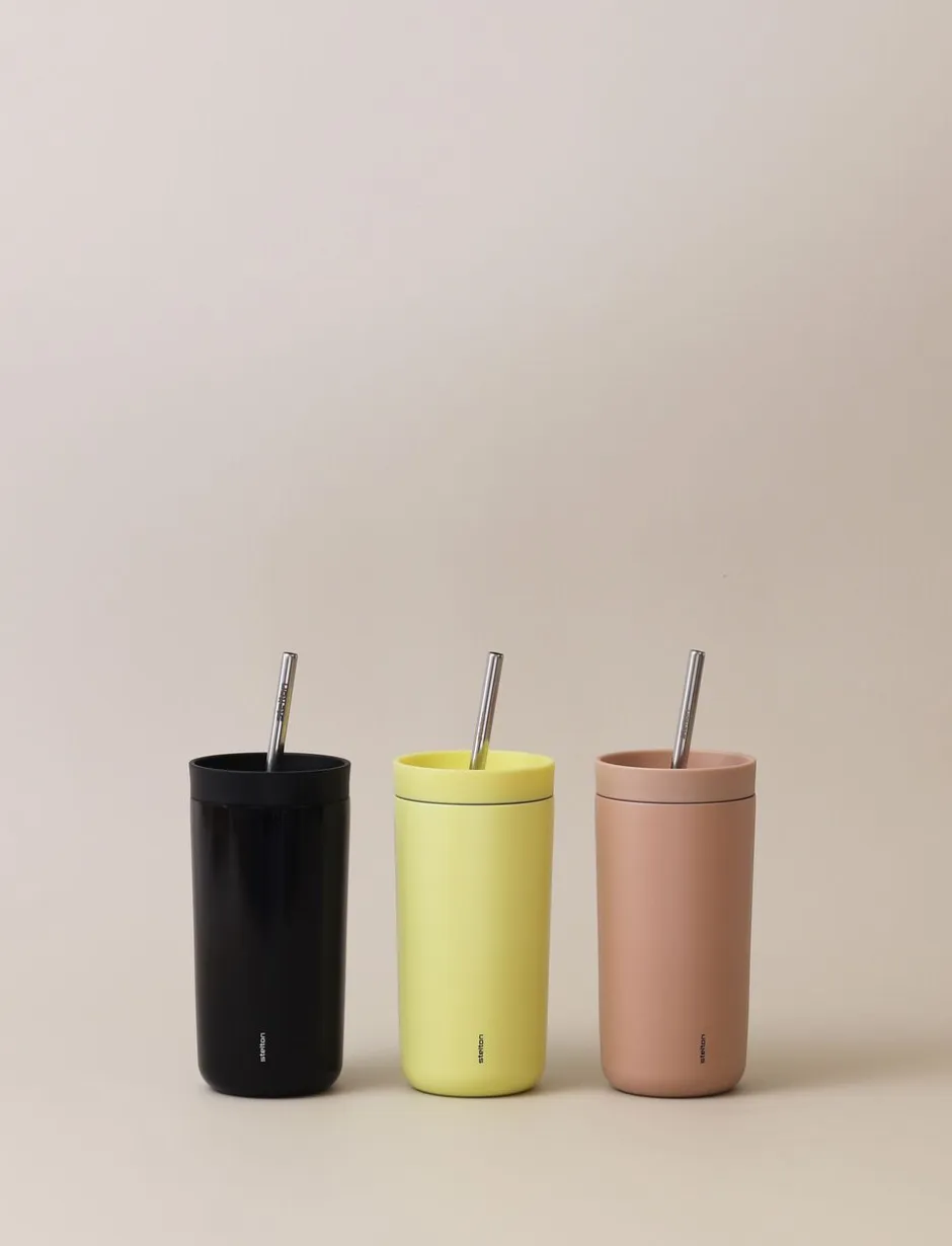 Kaffe & Te<Stelton To Go Sip termokop med sugerør 0.4 l. soft black