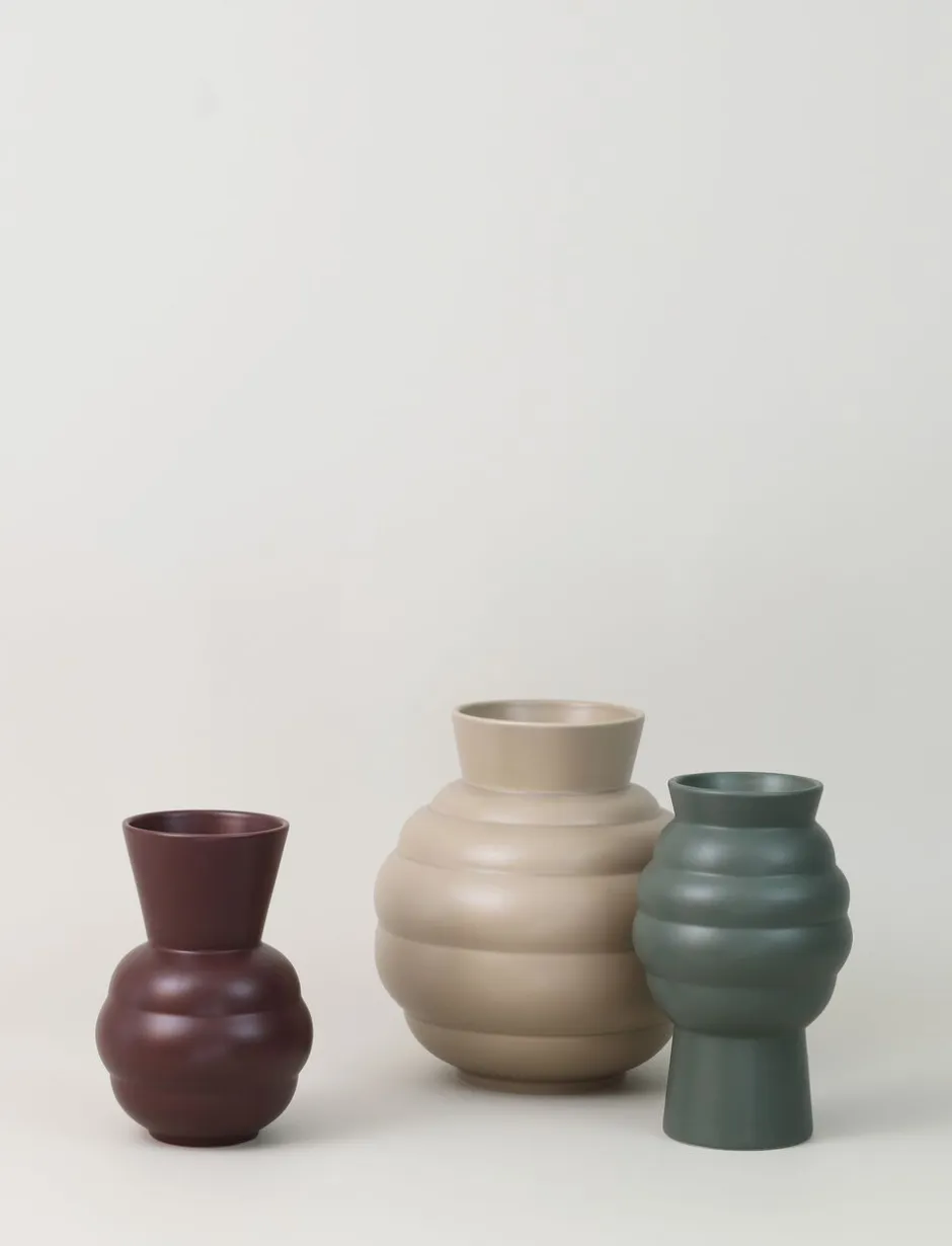 Vaser & Urtepotteskjulere<Knabstrup Keramik Tortus Archie vase No2 H 23. 5 cm dark green