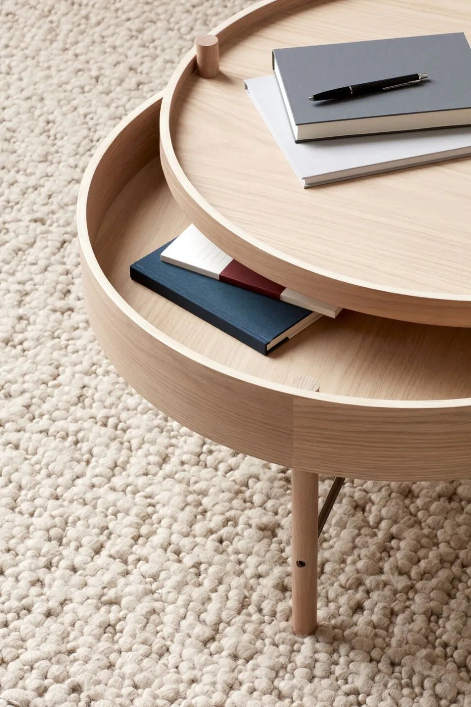 Møbler<Audo Copenhagen Turning Table, White Oak ø65 cm, Bl