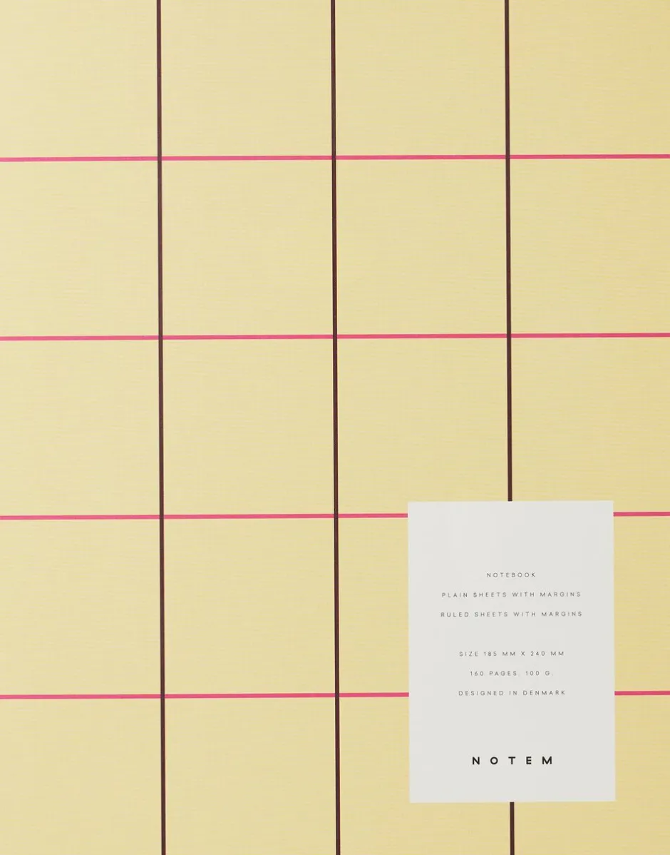 Kontorartikler<Notem UMA Flat Lay Notebook - Large, Yellow check