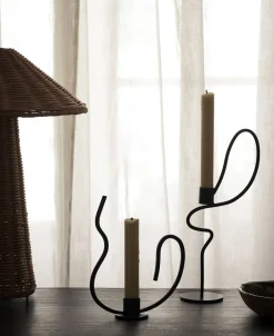 Lys & Lysestager<Ferm Living Valse Candle Holder - High - Black