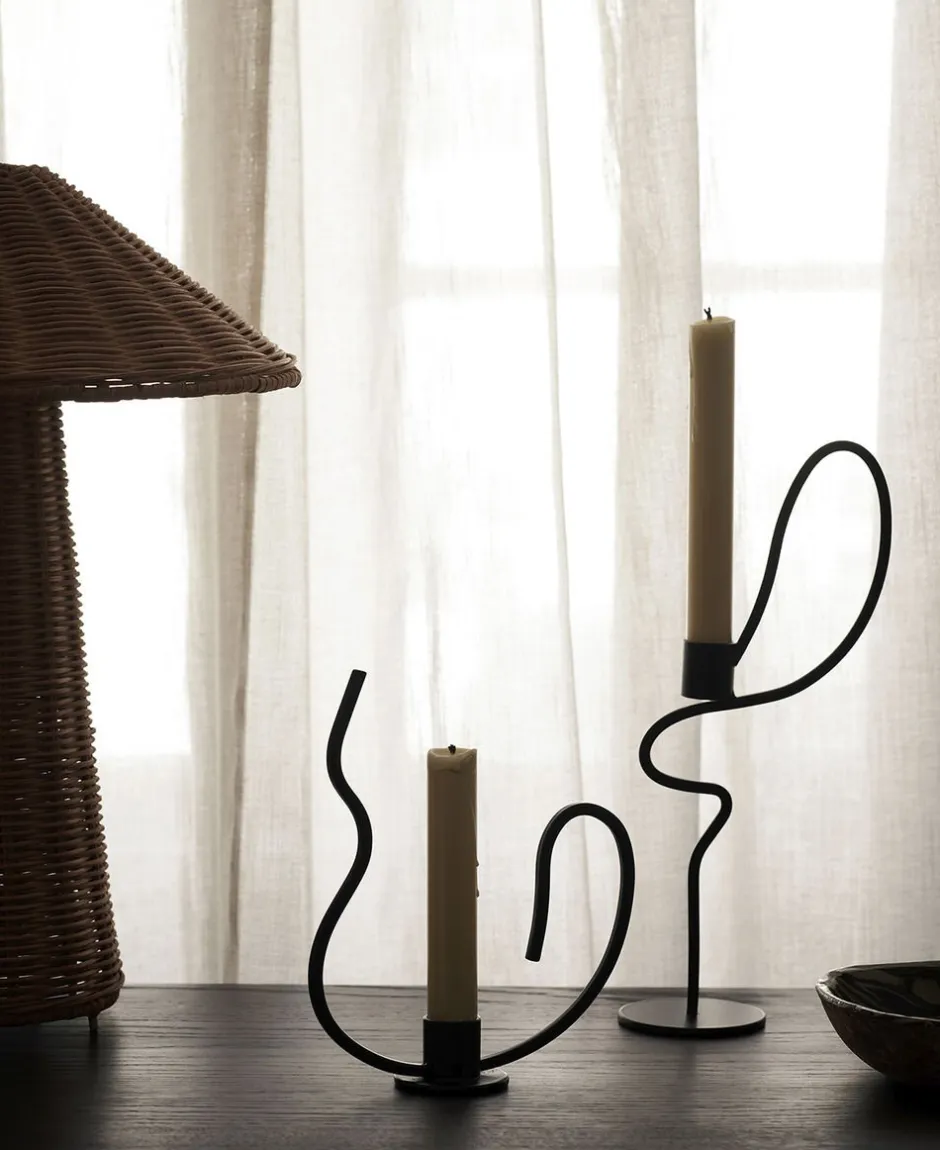 Lys & Lysestager<Ferm Living Valse Candle Holder - High - Black