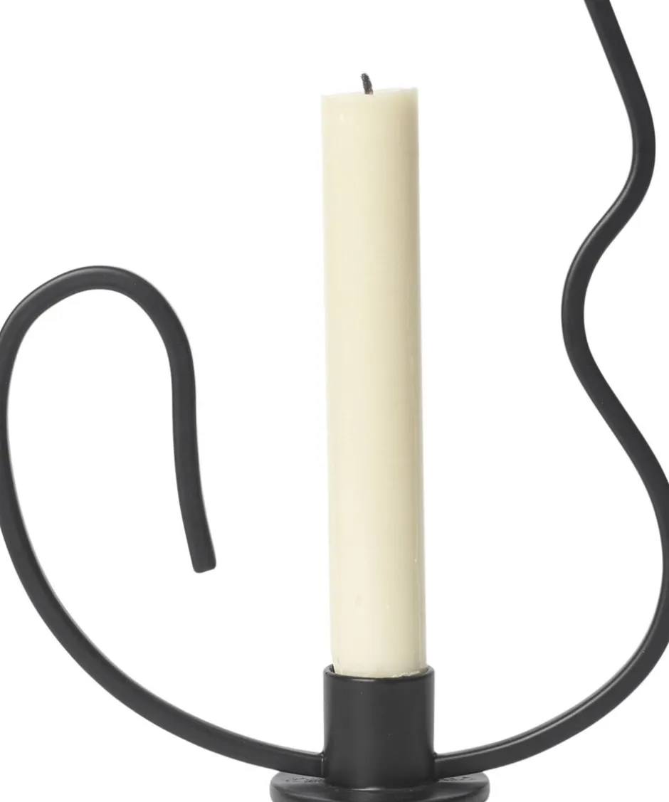 Lys & Lysestager<Ferm Living Valse Candle Holder - Low - Black