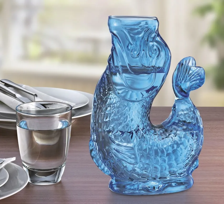 Køkkenartikler<CILIO Vandkaraffel fisk, blå, glas, NEMO