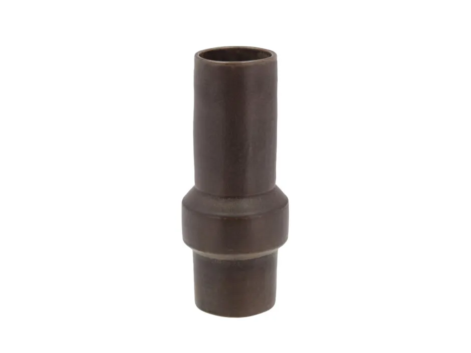 Vaser & Urtepotteskjulere<Villa Collection Vase Rost 12x30cm Mørk brun Stentøj