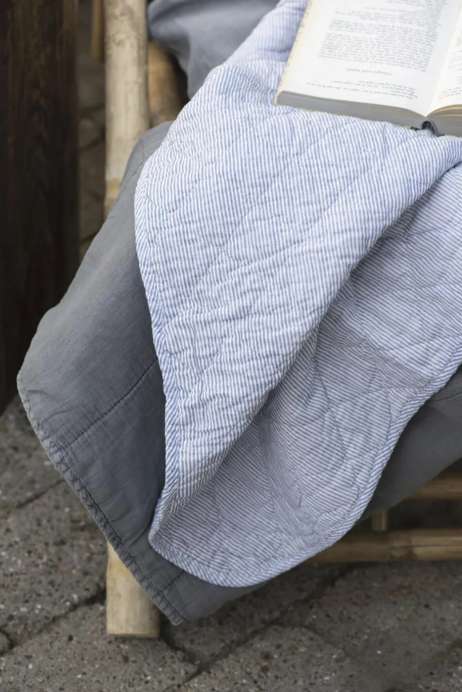 Plaider<Ib Laursen Vintage quilt Støvblå