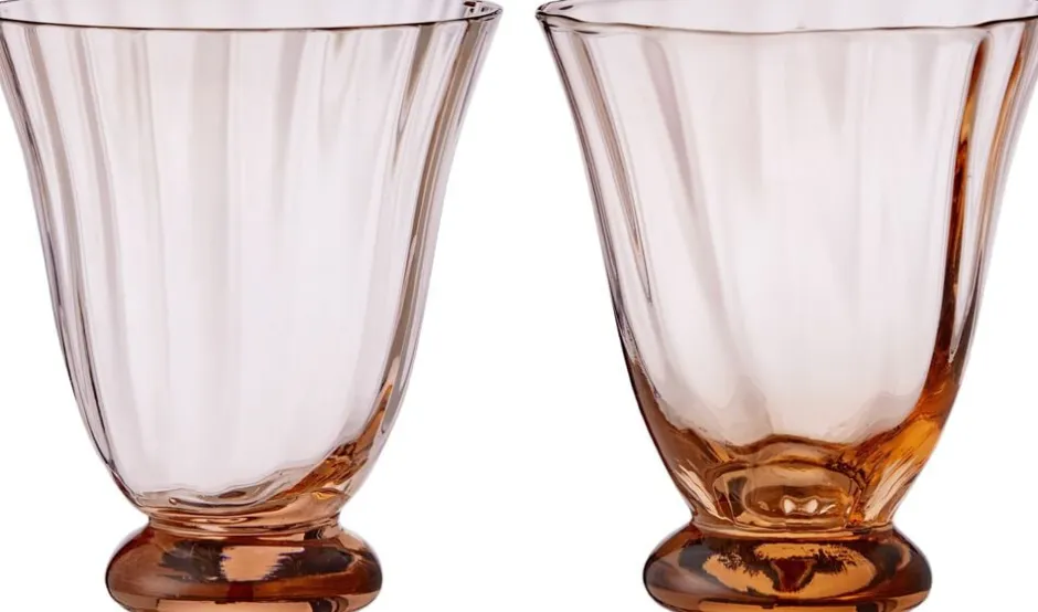 Glas<Bungalow Water Glass Trellis Peach S/2pcs