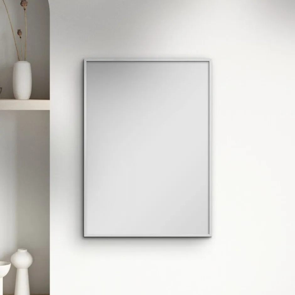 Spejle<Poster & Frame White Wood Mirror
