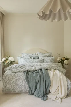 Sengetøj & Lagner<Lexington White/Eucalyptus Striped Cotton Poplin Bed Set