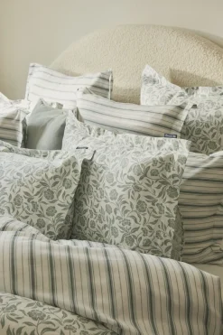 Sengetøj & Lagner<Lexington White/Eucalyptus Striped Cotton Poplin Bed Set