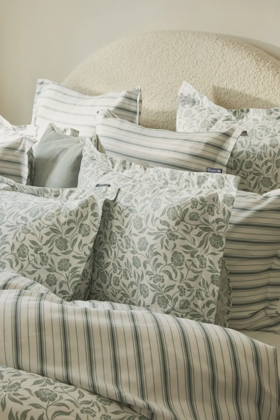 Sengetøj & Lagner<Lexington White/Eucalyptus Striped Cotton Poplin Bed Set