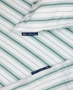 Sengetøj & Lagner<Lexington White/Eucalyptus Striped Cotton Poplin Bed Set