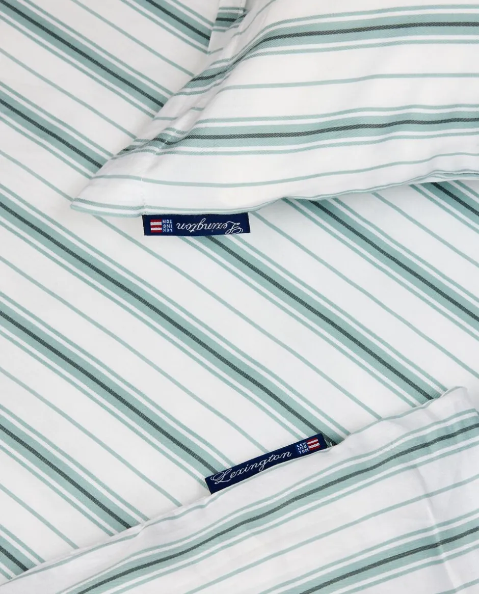 Sengetøj & Lagner<Lexington White/Eucalyptus Striped Cotton Poplin Bed Set