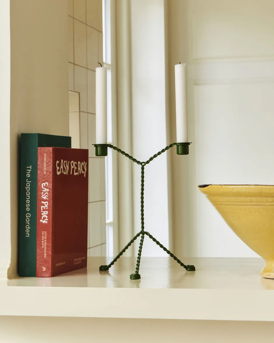 Lys & Lysestager<Hay Wire Candleholder-Green