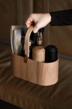 Tilbehør Til Bordet<Ekta Living Wood Tray Caddy, Oak, 12x23x10 cm
